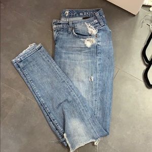 7 For All Mankind Distressed Skinny Jeans
